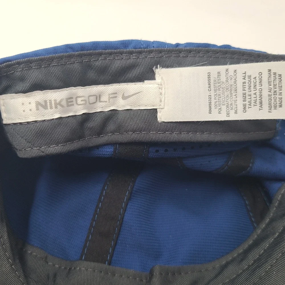 Nike Hat Adjustable Blue White Nike Golf Perforated Mesh Swoosh Logo Casual Men